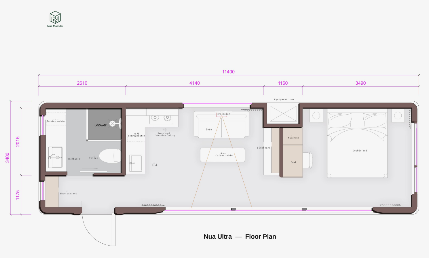 Nua Ultra one-bedroom floor plan